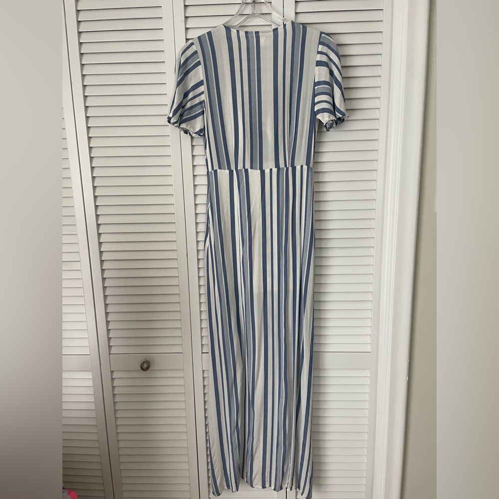 Lost and Wander Marina maxi dress blue and white stripe tie front size Smll EUC - Picture 4 of 6